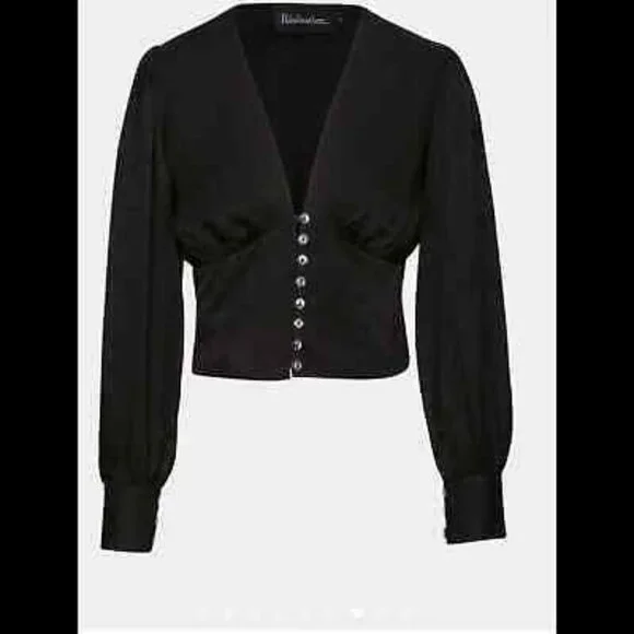 Realisation Par Kaia Top Black Floral Jacquard - Picture 2 of 6